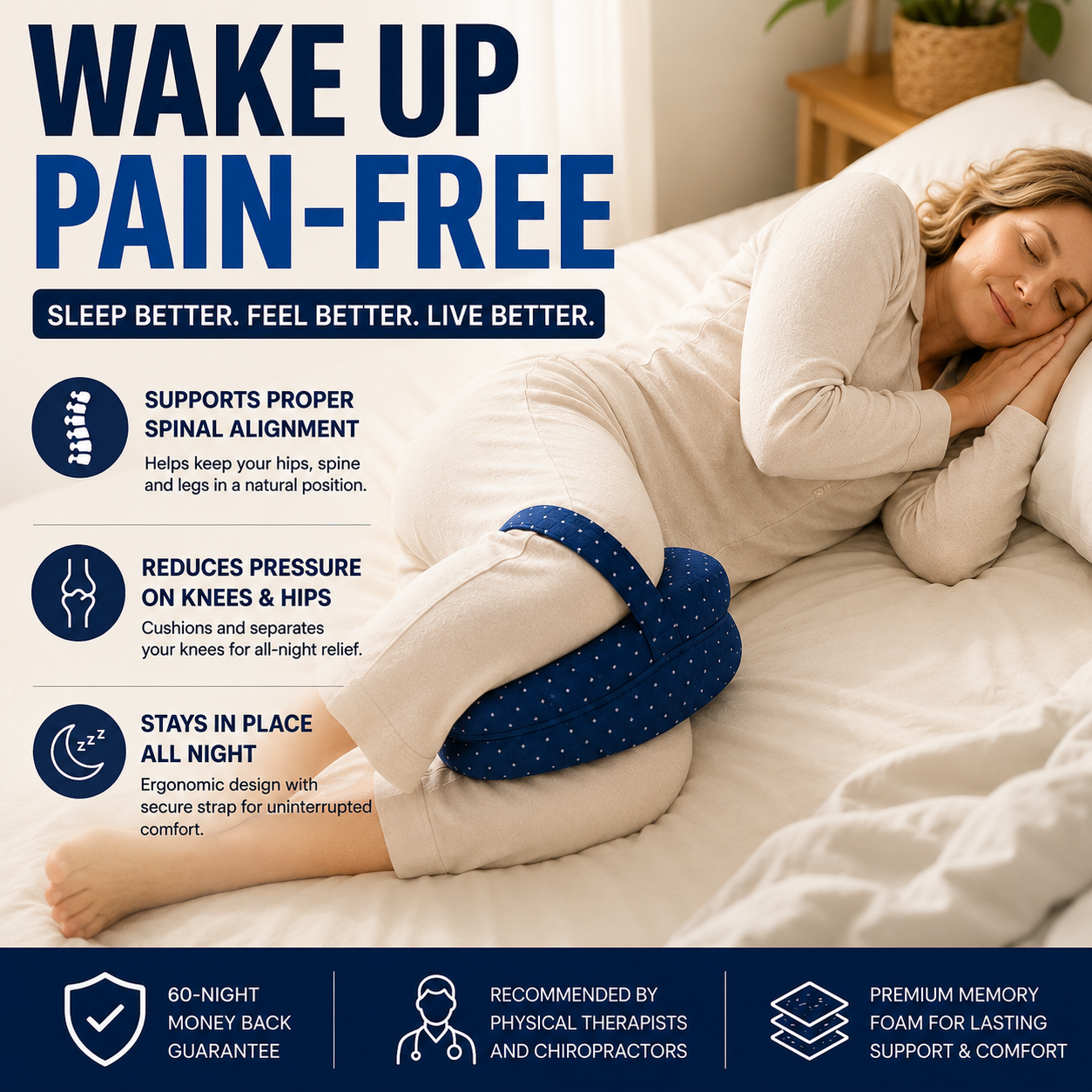 Knee Alignment Pillow | Relieves Hips, Back & Sciatica