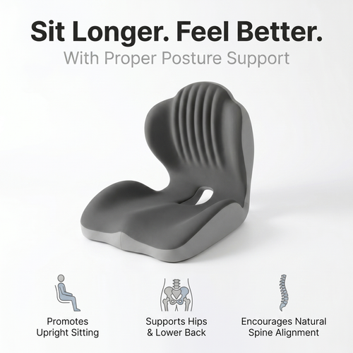 Ergonomic Back Support Seat Cushion - Stay Supported Through 8+ Hour Sitting Days