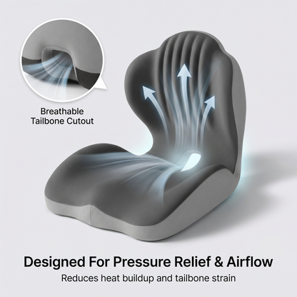 Ergonomic Back Support Seat Cushion - Stay Supported Through 8+ Hour Sitting Days