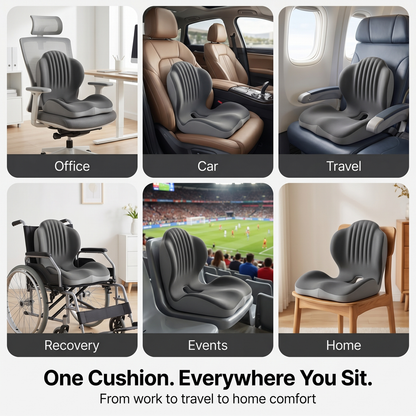 Ergonomic Back Support Seat Cushion - Stay Supported Through 8+ Hour Sitting Days