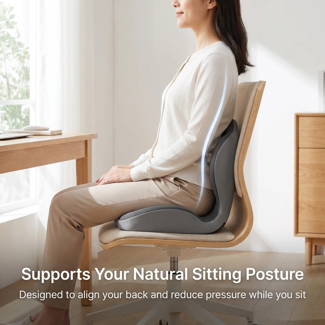 Ergonomic Back Support Seat Cushion - Stay Supported Through 8+ Hour Sitting Days